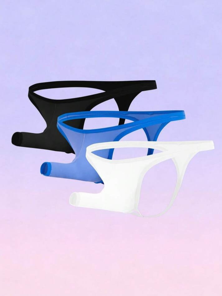 Men's Solid Color Elephant Pattern Thong Underwear